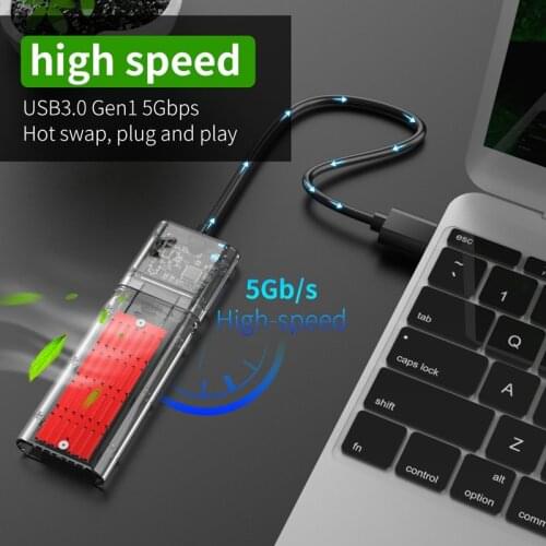 New Transparent M.2 SSD Enclosure High Speed USB3.0 Gen1 5Gb/S M.2 NGFF SATA External Hard Drive Case For PC Hard Drive Case
