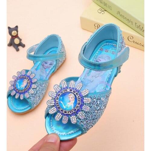 Frozen Fashion Children Summer Sandals Cute Cartoon Elsa Shoes Girls Princess Summer Bow Floral Breayhable Shoes
