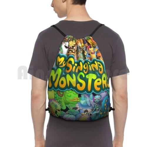 My Singing Monsters Characters And Title Backpack Drawstring Bag Riding Climbing Gym Bag My Singing Monsters My Singing