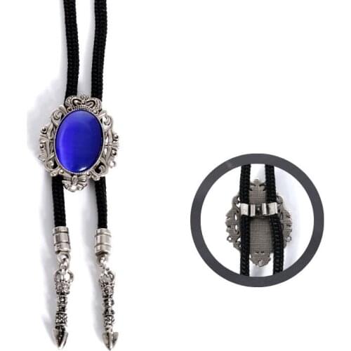 Mens Bolo Tie Fashion Personality Denim Necktie Business Banquet Cocktail Party Dress Shirt Accessories Opal Pendant Bowtie