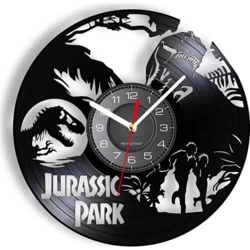 Dinosaur Fantasy Science Fiction Movie Inspired Wall Clock For Adventure Home Theater Dinosaur Decor Retro Vinyl Record Watch