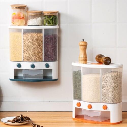 6L Wall Mounted Cereal Dispenser Grains Food Container Organizer Snacks