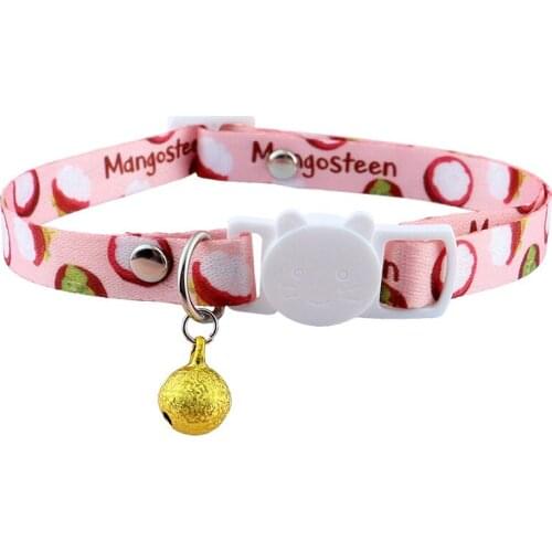 New Cute Fruit Print Cat Breakaway Light Collar with Pendent Pet Dog Neck Belt Collars Kitten Accessories Pet Product Cat Collar