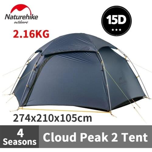 Naturehike 15D Nylon Camping Tent Outdoor Hiking 2-3 Persons Ultralight 2.16Kg 4-Seasons Portable Tents With Rainproof Shed