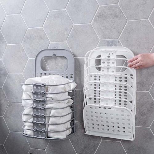 Hanging Folding Laundry Basket for Dirty Clothes Organizer Plastic Laundry Hamper Clothing Sundries Storage Basket Toy Organizer