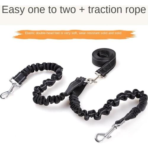 Dog Traction Rope Double Headed Dogs Drawstring Stretching Dog Leash Pets Wear-resistant Leash Buffer Two Traction Dogs Ropes