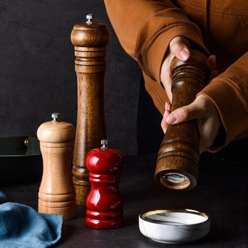 Adjustable Pepper Mill Salt Grinder Pepper Mill with Strong Adjustable Oak Grinder Kitchen Seasoning Tools Cooking Cookware Set
