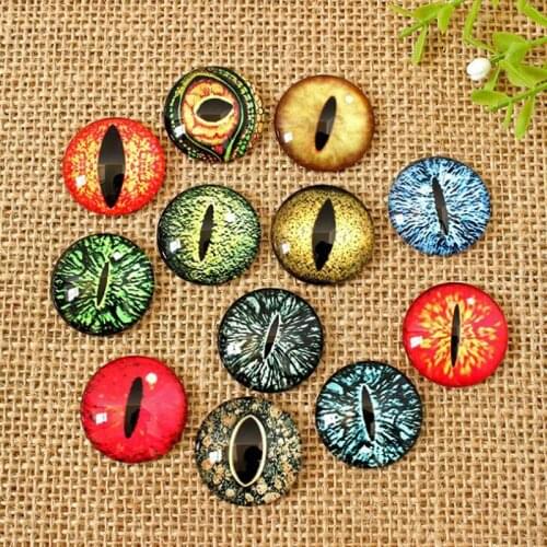 60Pcs 8mm-35mm Round Glass Cabochon Different Eye Image Mix Shape Glass Cabochons Jewelry Findigns