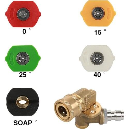 Universal Pressure Washer Spray Nozzle Tips + 180° Coupler Tool