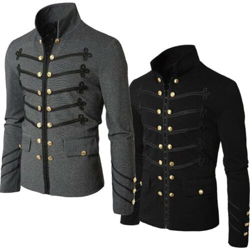 Vintage Mens Military Jacket Rock Victorian Gothic Coat Steampunk Frock Uniform