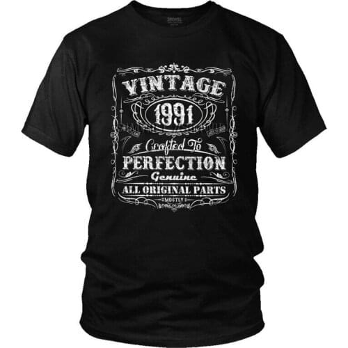 Vintage 1991 Tshirt Men Unique Tee Tops Cotton T Shirts Short Sleeve 30 Years Old 30th Birthday T-shirt Gift Clothing