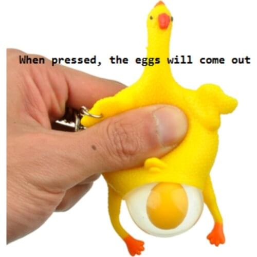 Funny Toys Chicken Laying Egg Venting Ball Anger Stress Reliever Ball Relief Toy Autism Anti-stress Squish Toy Keychain