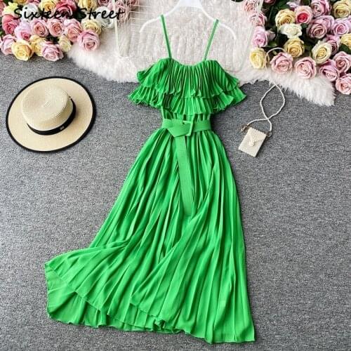 Maxi Dresses for Women Summer Sexy Dress Y2k Clothing Women Vintage Vestido De Mujer Slash Neck Solid Draped High Quality Korean