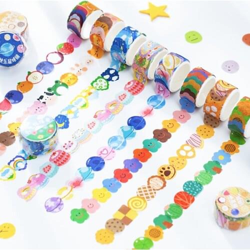 100 Pcs/roll Milky Series Cartoon Style Creative Cute Single Washi Tape Planner Decor Hand Account DIY Material 8 Designs