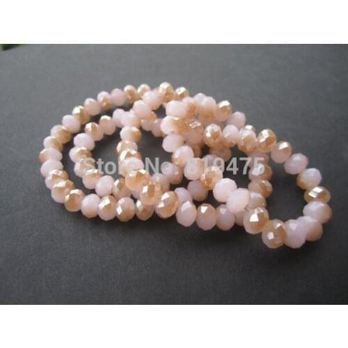 100Pcs/Lot 6mm*4mm 8mm*6mm Glass crystal beads Loose Rondelle Pink With Brown Color Jewelry accessoires