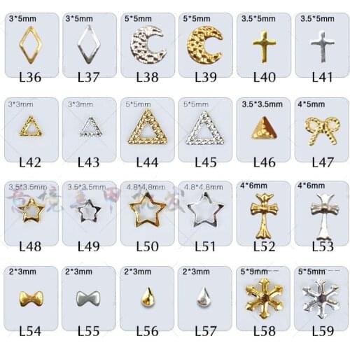 100pcs/bag New 3D Nail Art Deco Alloy Nail Accessories Japanese Rivet Metal Kawaii Cross Moon Drop Star DIY Charm Nail Tools
