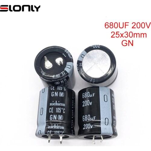 2pcs-14pcs 25X30mm 200V680UF Nichicon GN Pitch 10mm 105 ℃ Electrolytic Capacitors 680UF 200V 25*30m for Amplifier Board