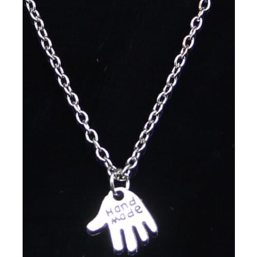 20pcs New Fashion Necklace 13x13mm palm hand made handmade Pendants Short Long Women Men Colar Gift Jewelry Choker