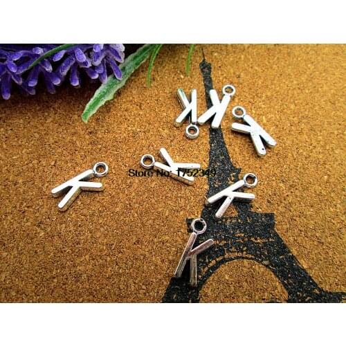 30pcs Alphabet Letter Charms, Antique Silve Alphabet/Letter K 16mm Charms Pendant