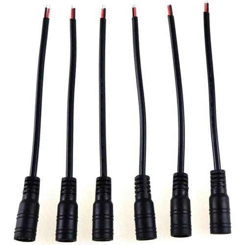 5.5 x 2.1mm famale DC Power Jack Connector Adapter Wire Cable 15cm For 5050 3528 led strip CCTV IP camera 10PCS