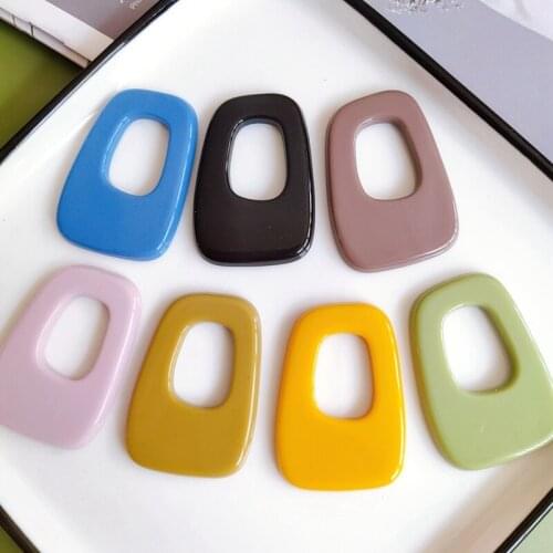 6pcs DIY simple and versatile solid color hollow square geometric pendant material earring accessories