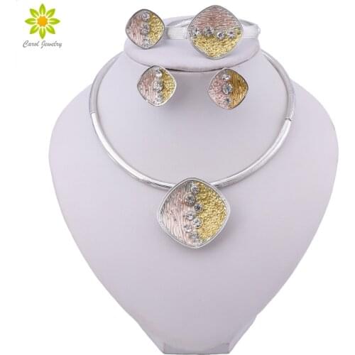 African Beads Dubai Jewelry Set Silver Color Nigeria Necklace Earrings Women Turkish Costume Jewelry Fashion New Arrivals
