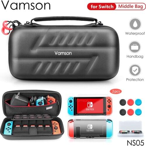 Vamson for Nintendo Switch Accessories Screen Protective Cover Charging Cable Travel Handbag Waterproof for Switch Case Bag NS05
