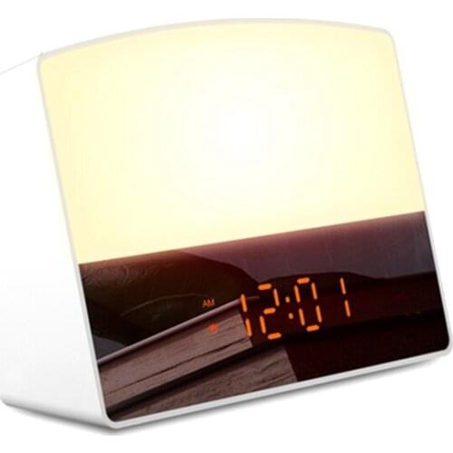 Analog Sunrise/Sunset Wake-Up Lights, LED Colorful Lights, Luminous Digital Clock with FM Radio with Wifi Smart Clock