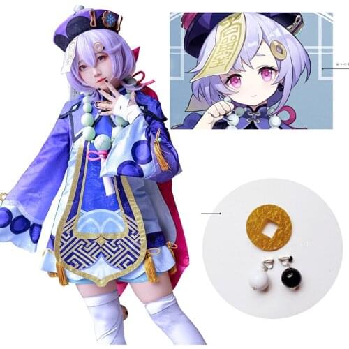 Anime Genshin Impact Qiqi Cosplay Earrings Ear Clip Halloween Carnival Cosplay Costume Accessories Props