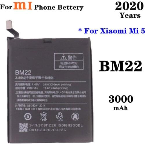 2020 Years BM22 3000mAh Phone Battery For Xiaomi Mi 5 Mi5 M5 High Quality High Capacity Polymer Replacement Batteries