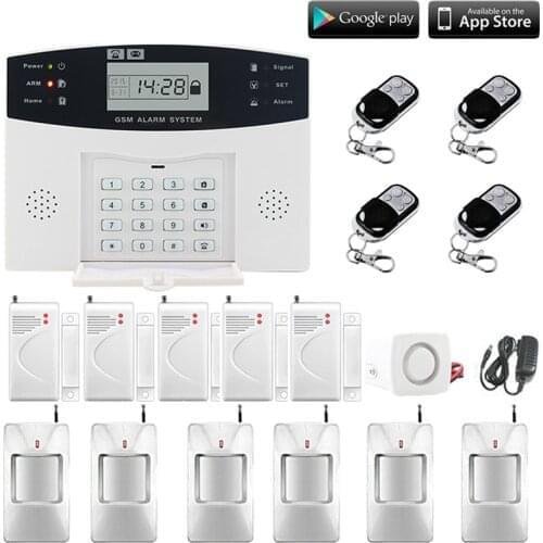 LCD Display Wireless GSM Alarm System Russian and English Spanish French voice SMS and Smoke Sensor Home Security Alarm System