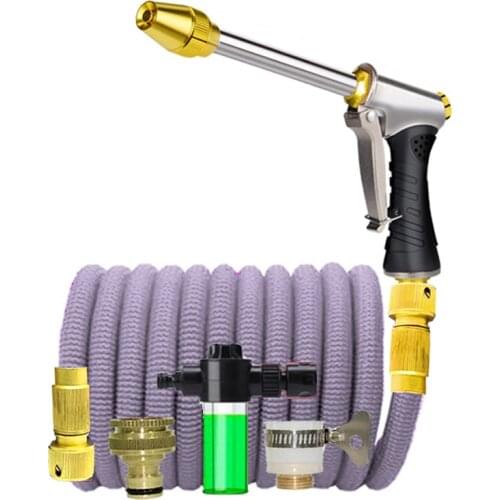 Large Garden Hose Pipe Expandable Flexible Used For High Pressure Car Wash Magic Hose, Metal Spray Gun, Outdoor Garden Watering
