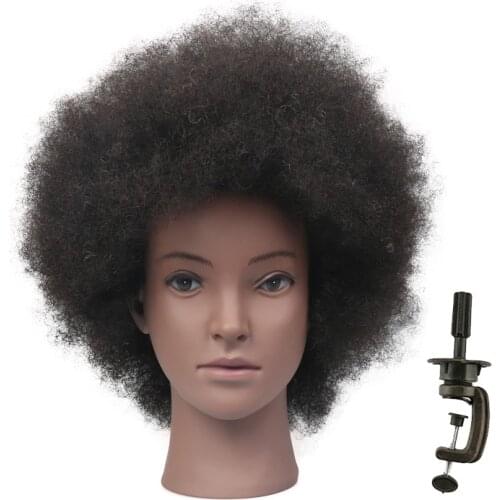 Black Female Mannequin Head With Human Hair African American Hair Styling Doll Head For Hairstyle Hairdressing Head Model