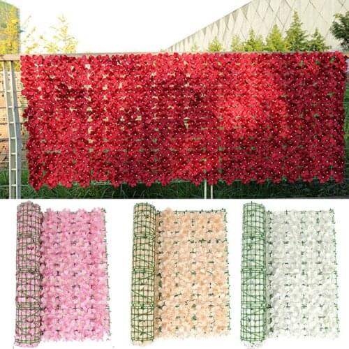 Artificial Cherry Blossom Leaf Garden Fence Screening Roll UV Fade Protected Privacy Fence Wall Screen Home Garden Flowers Hedg