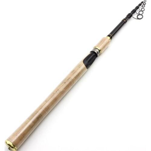 High Quality 1.8m 2.1m 2.4m 2.7m Spinning Rod carbon telescopic fishing rod lure rod wooden handle pole Fishing Tackle
