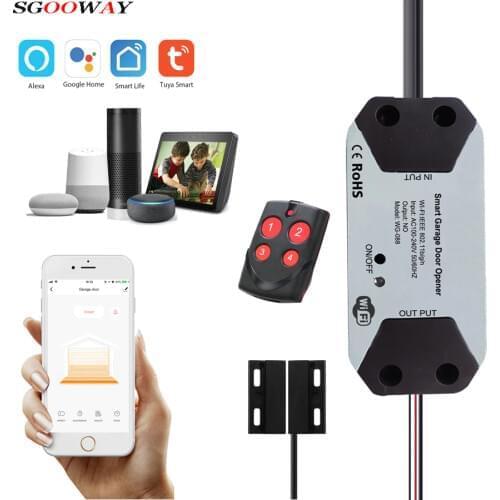 Sgooway WIFI garage door opener controller door Open / Closed Detectors Compatible With Alexa Google Home Tuya APP