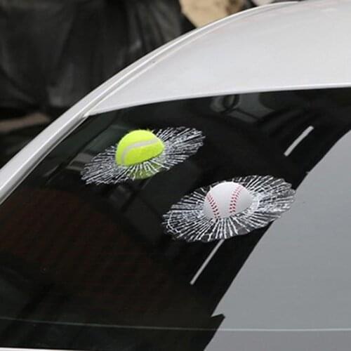 Creative 3D Funny Tennis Baseball Glass Sticker Crazy DIY Car Auto Supplies 2019