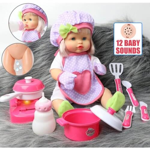 16 inch simulation bebe reborn DIY Kitchen Doctor Set Sound newborn doll 40cm Can drink water can pee lifelike education toys