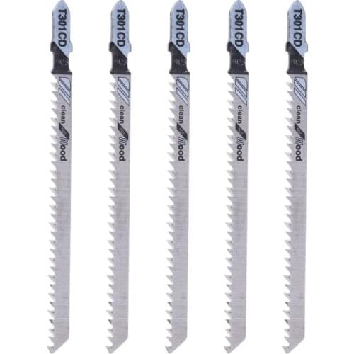 5 Pcs T301CD HCS 116mm T-Shank Jig Saw Blades Clean For Wood Fast Cutting