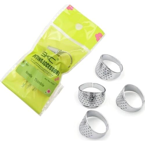 MIUSIE4pcs Sewing Thimbles Adjustable Size Ring Thimble Sewing Quilting Craft Sewing Hardworking DIY Tools Finger Protector