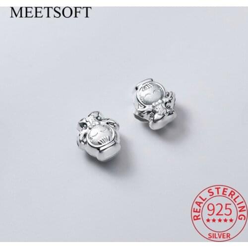 MEETSOFT 100% Silver Little Angel Good Luck Beads Special Of DIY Jewelry Original Fancy Loose Beads Jewelry Making Findings