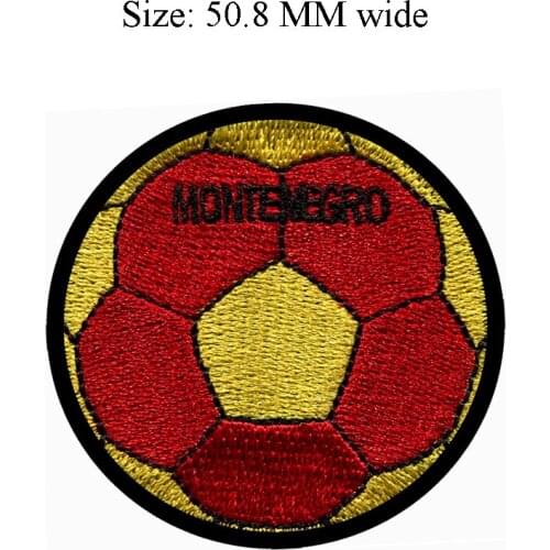 50.8MM wide MONTENEGRO flag patch of soccer ball football shipping to sew on/art work/for cloth