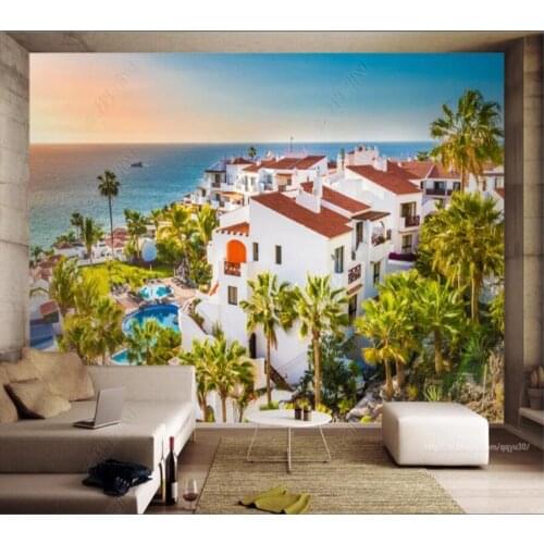 Papel de parede Spain island landscape 3d wallpaper mural,living room bedroom wall papers home decor