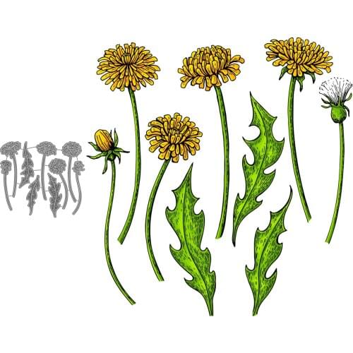 Dandelion Flower Set Craft Paper Dies Cut Diy Handmade Mold Scrapbook For Card Making Stencils New Embossing Dies 2021