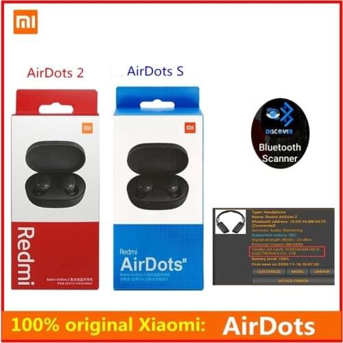 Original Xiaomi Redmi AirDots 2 Wireless Bluetooth Headphones Xiaomi Airdots 2 Mi True Wireless Earbuds In-Ear Stereo Subwoofer