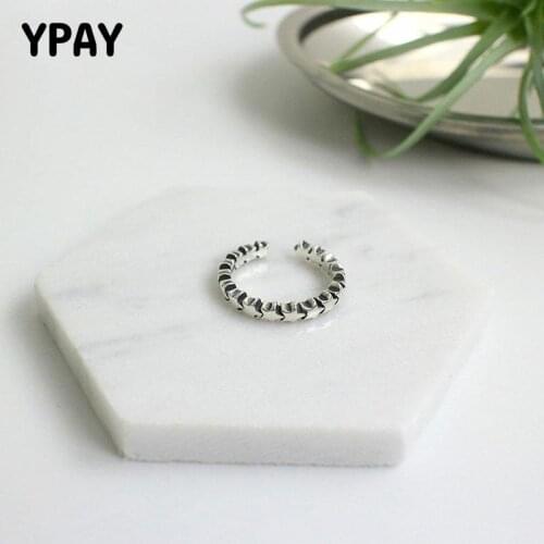 YPAY Real 925 Sterling Silver Open Rings Star Track Elegant Design Rings Fine Jewelry for Anniversary Adjustable Gift YMR235