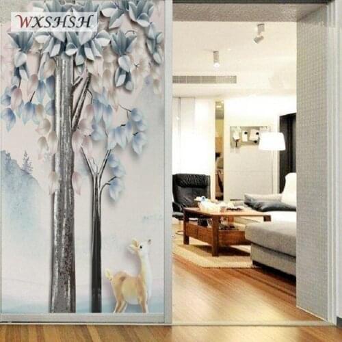 Reindeer Pattern Window Film Custom Size Static Cling Private Decorative Tint-Film For Bedroom Bathroom Living Room Dining Room