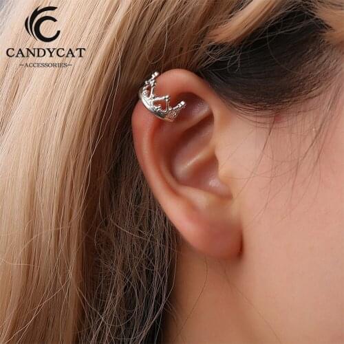 Simple U-shaped Clip Earrings For Women Men Trendy Gold Silver Color Crown No Pierced Earring Unisex Fashion Jewelry Gifts