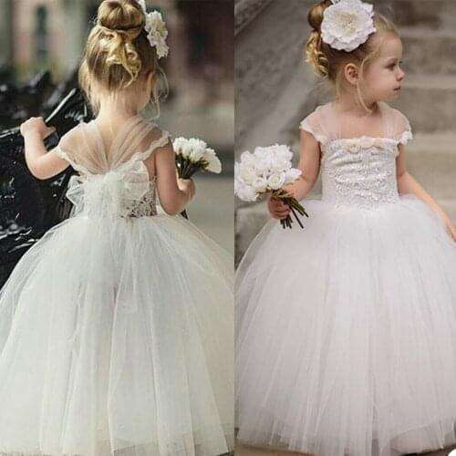 Luxurious White Flower Girl Dresses Tulle Little Princess Dresses Spaghetti Strap Gown Appliques Floor Length Dresses
