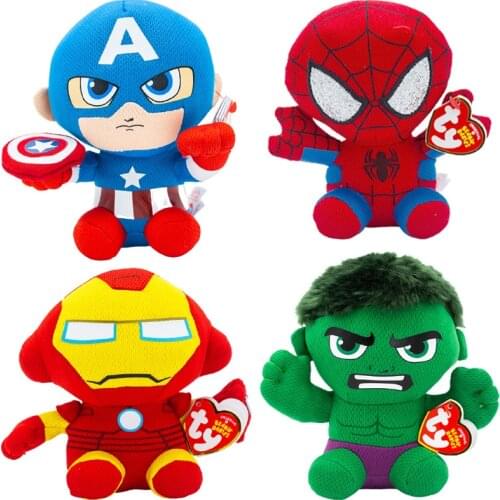 TY Big Glitter Eyes Hulk Spider Man Captain America Collection Doll Toy Christmas Birthday Gift For Boys And Girls 15CM
